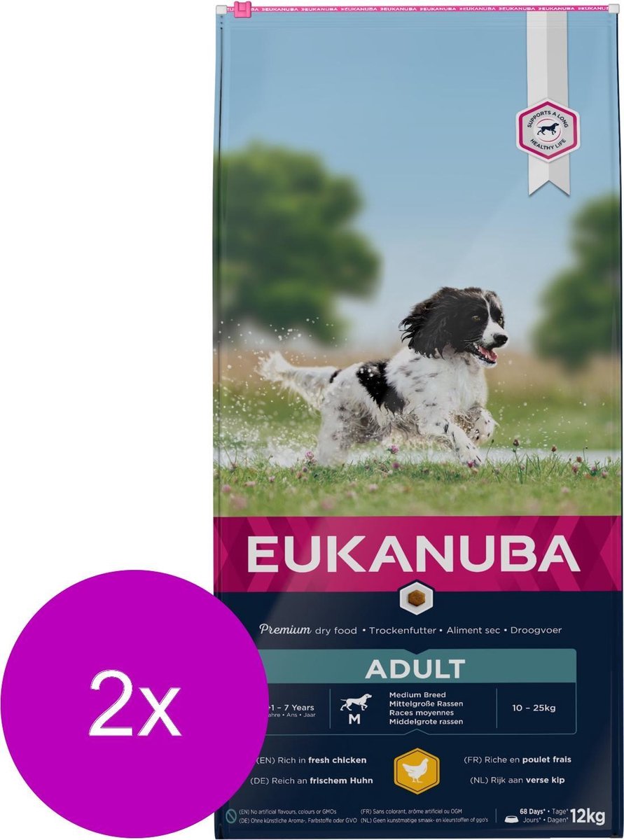 Eukanuba Adult Medium Breed Kip - Hondenvoer - 2 x 12 kg