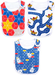Baby slabbetjes KliederZ | Stoere eetslabben Jongens | 3 stuks slabbers Racende Bananen & Kevers print | FB06b