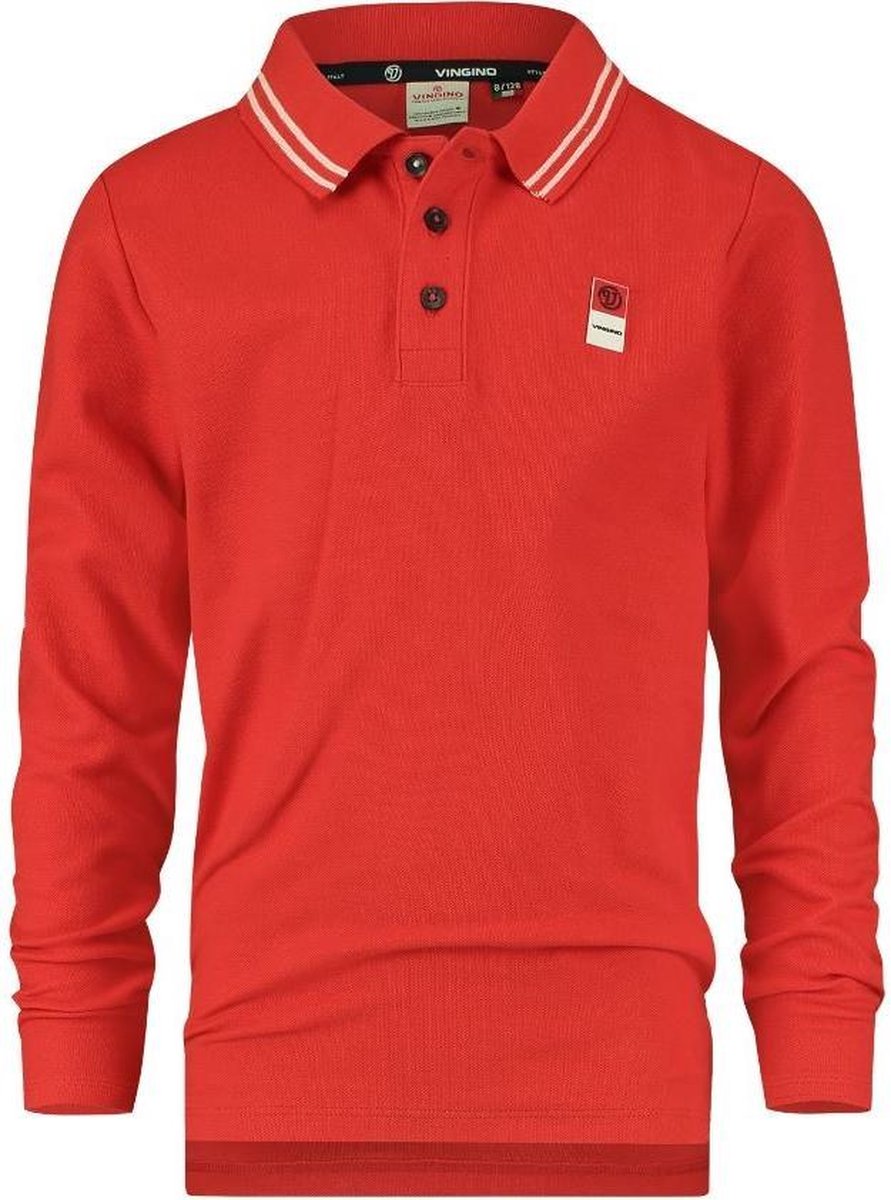 Vingino Longsleeve Polo Jongens Katoen Rood Maat 98