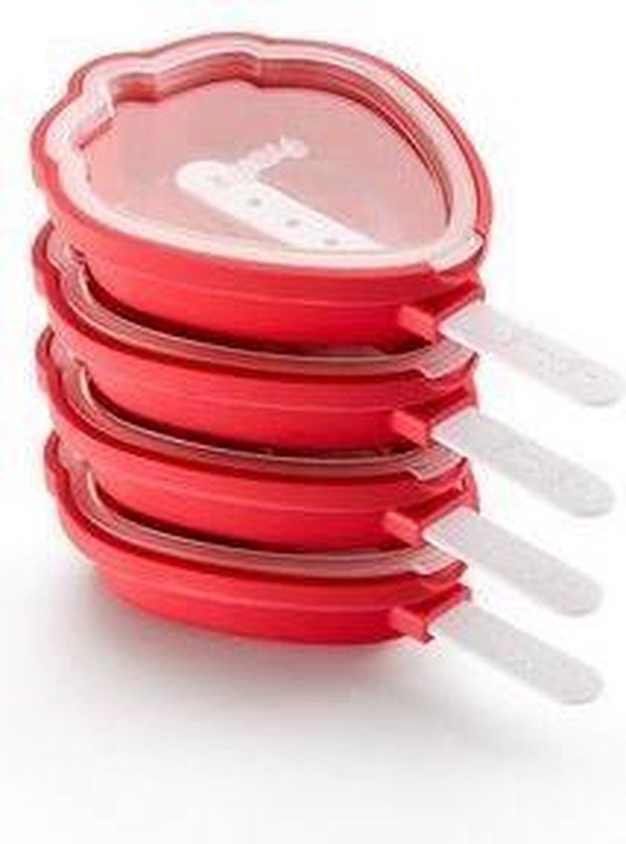 Lku 4-Piece Strawberry Popsicle Mould Pack