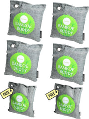DecoRD Geurvreter Bamboe 4x500g + 2x200g Gratis - 100% Natuurlijke Luchtverfrisser - Luchtontvochtiger/Vochtvreter Voor Auto/Woonkamer/Schoenen/Zweetvoeten - 2 Jaar Houdbaar - Zon Oplaadbaar - Geschikt voor 120m2