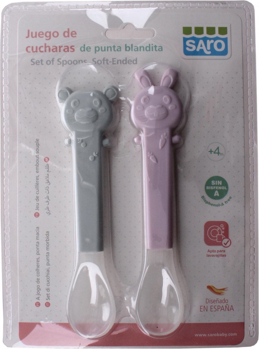 Saro Zachte Lepels 17cm 2 Stuks Grijs/roze