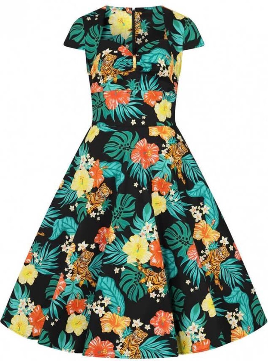 Hell Bunny Bali Jungle 50's Swing Jurk Zwart