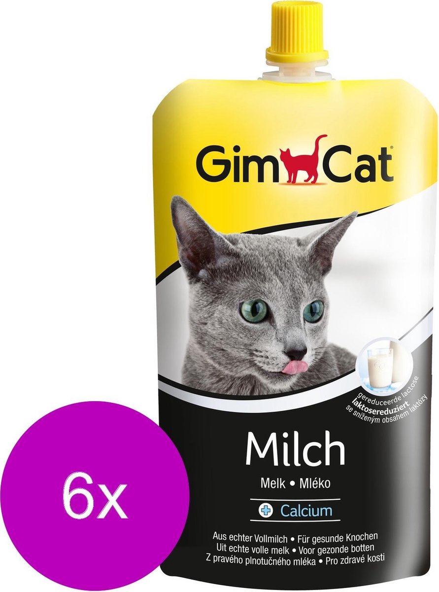 Gimcat Melk Voor Katten - Kattensnack - 6 x Melk 200 ml