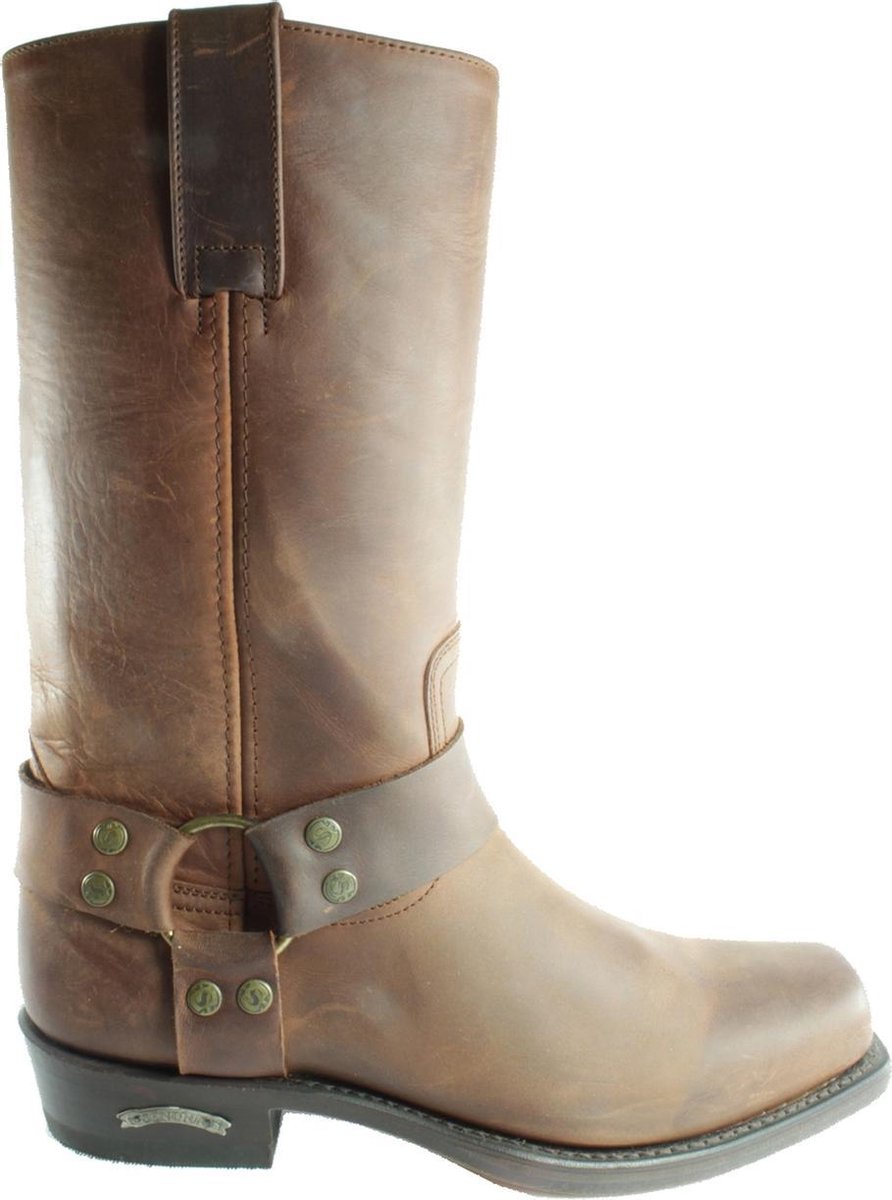 Sendra 1918 Pete Bruin Dames Heren Biker Basic Western Cowboylaars Vierkante neus Beetje Schuine Hak Vast Sierspoor Treklussen Echt Leer Maat 37