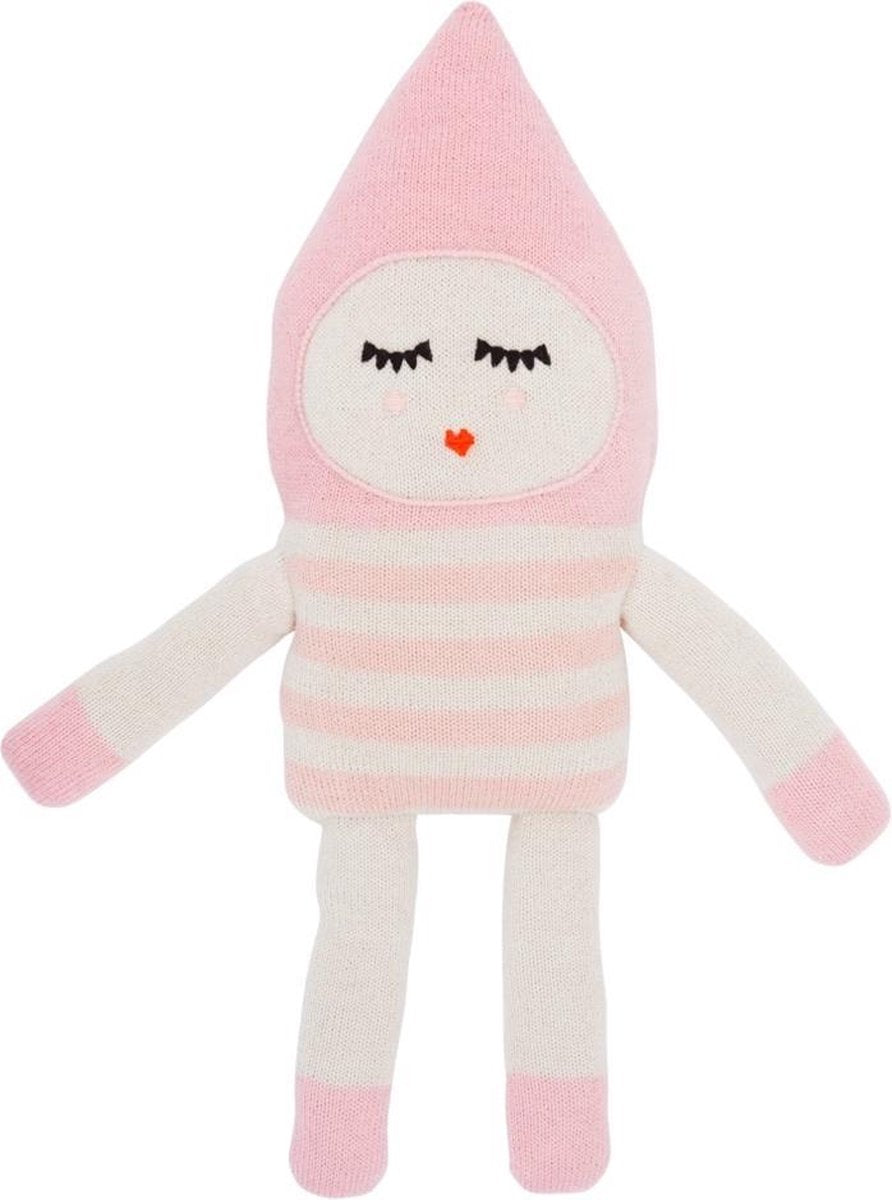 Luckyboysunday Knuffelpop 70 Cm Alpaca Wol Wit/roze