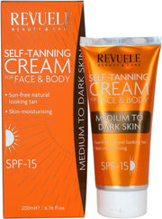 Revuele Self-Tanning Cream for Face and Body - Medium to Dark Skin 200ml.