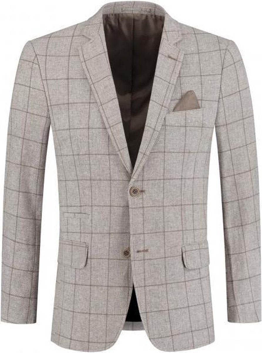 GENTS | Colbert Heren ruit beige-bruin 0133 Maat 48
