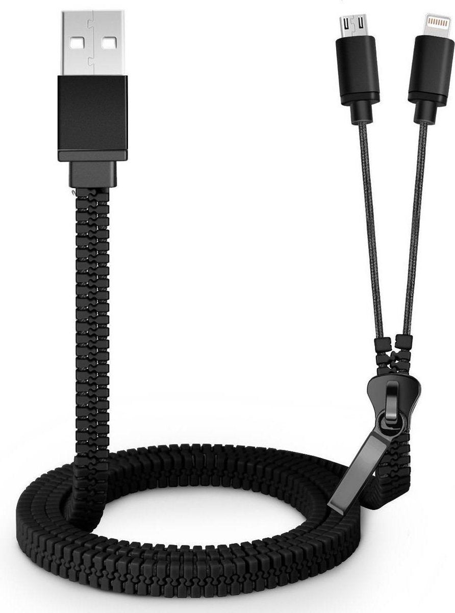 Jupio MicroUSB en Apple Lightning USB kabel - Rits design
