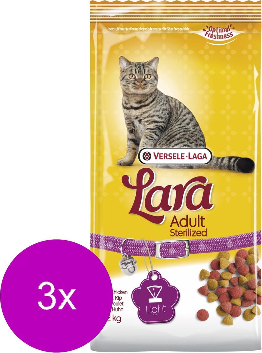Lara Adult Sterilized Kip&Eend - Kattenvoer - 3 x 2 kg