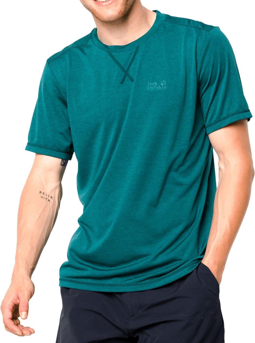 Jack Wolfskin Outdoorshirt - Maat XL  - Mannen - groen/blauw