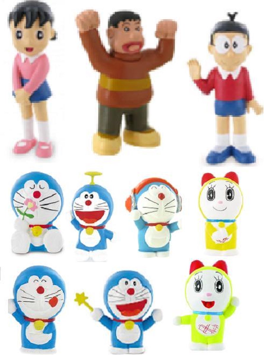 Doraemon speelset van 10 figuurtjes (Comansi (ca. 7 cm)