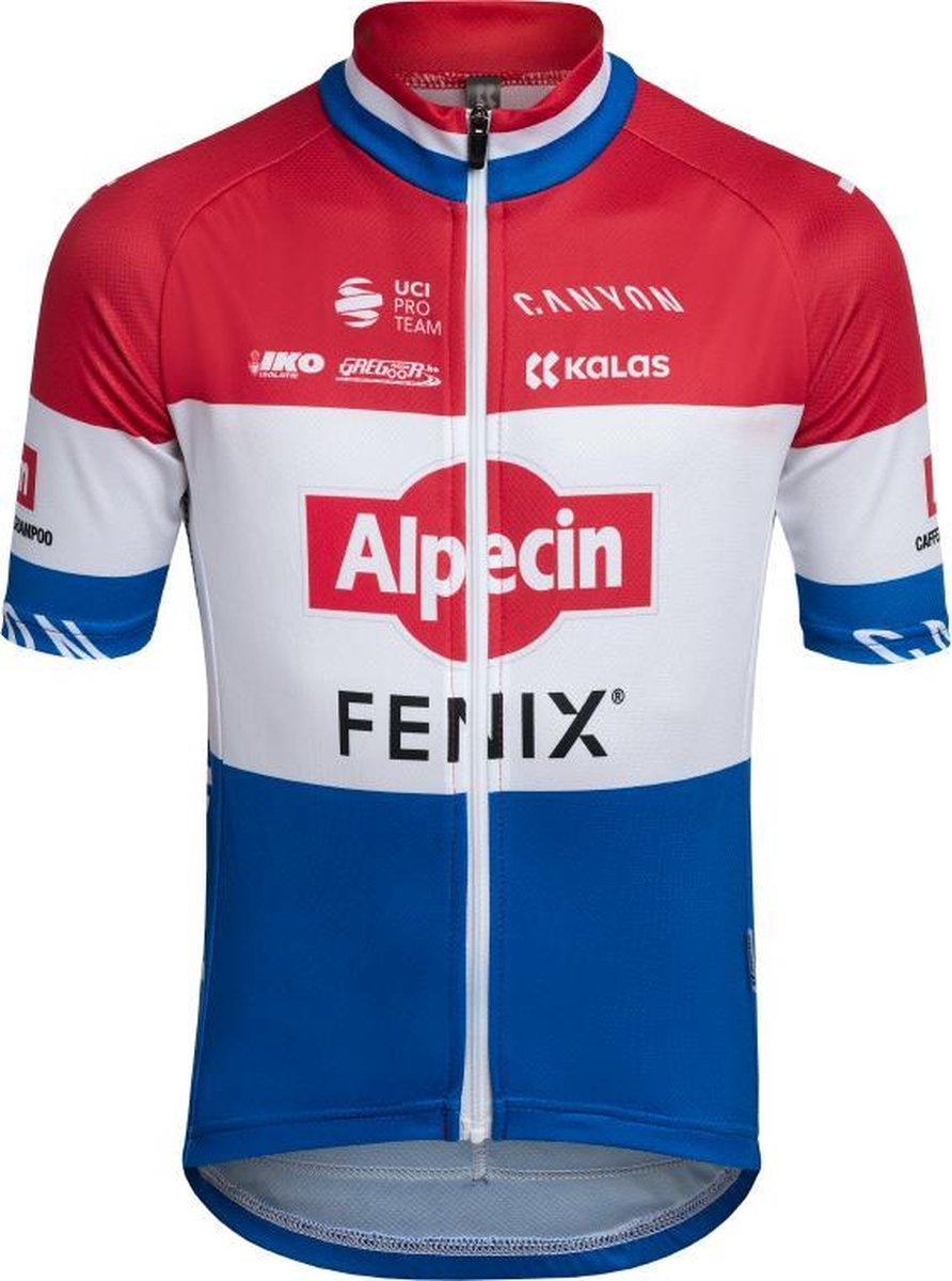 Kids Fietstrui Alpecin Fenix Kalas Kampioen Nederland Mathieu van der poel Maat 134