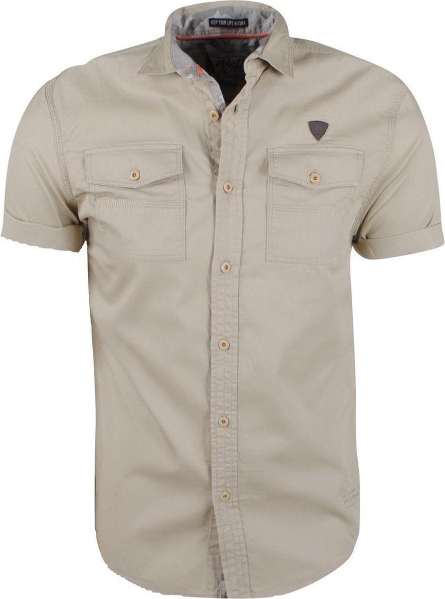 MZ72 - Heren Korte Mouw Overhemd - Cais - Beige