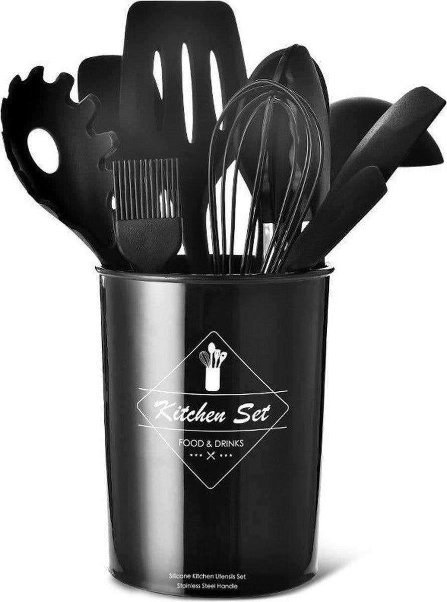 Nifkos Kookgerei set met Houder 11-delig - Keukengerei Siliconen Set - Spatel silicone