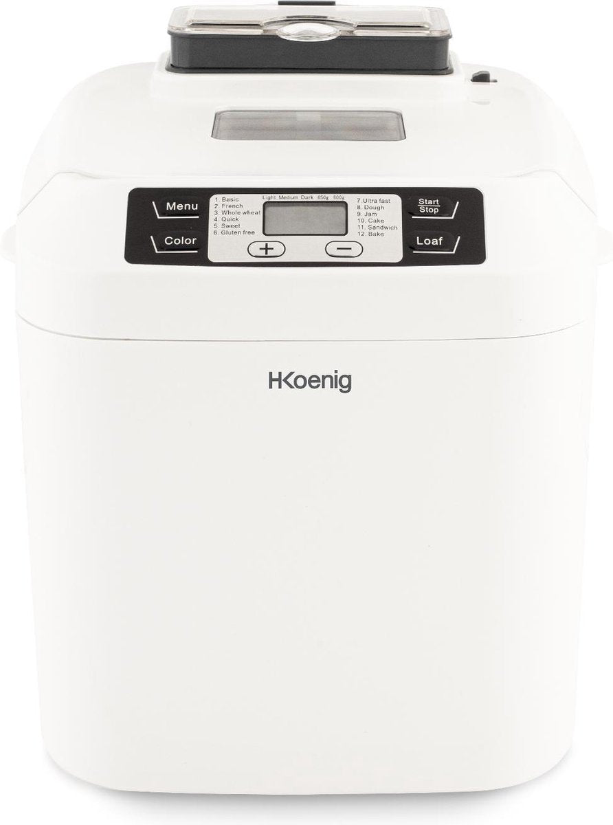H. Koenig - Broodbakmachine BAKE340  - met geïntegreerde ingrediënten dispenser - 12 automatische programma's