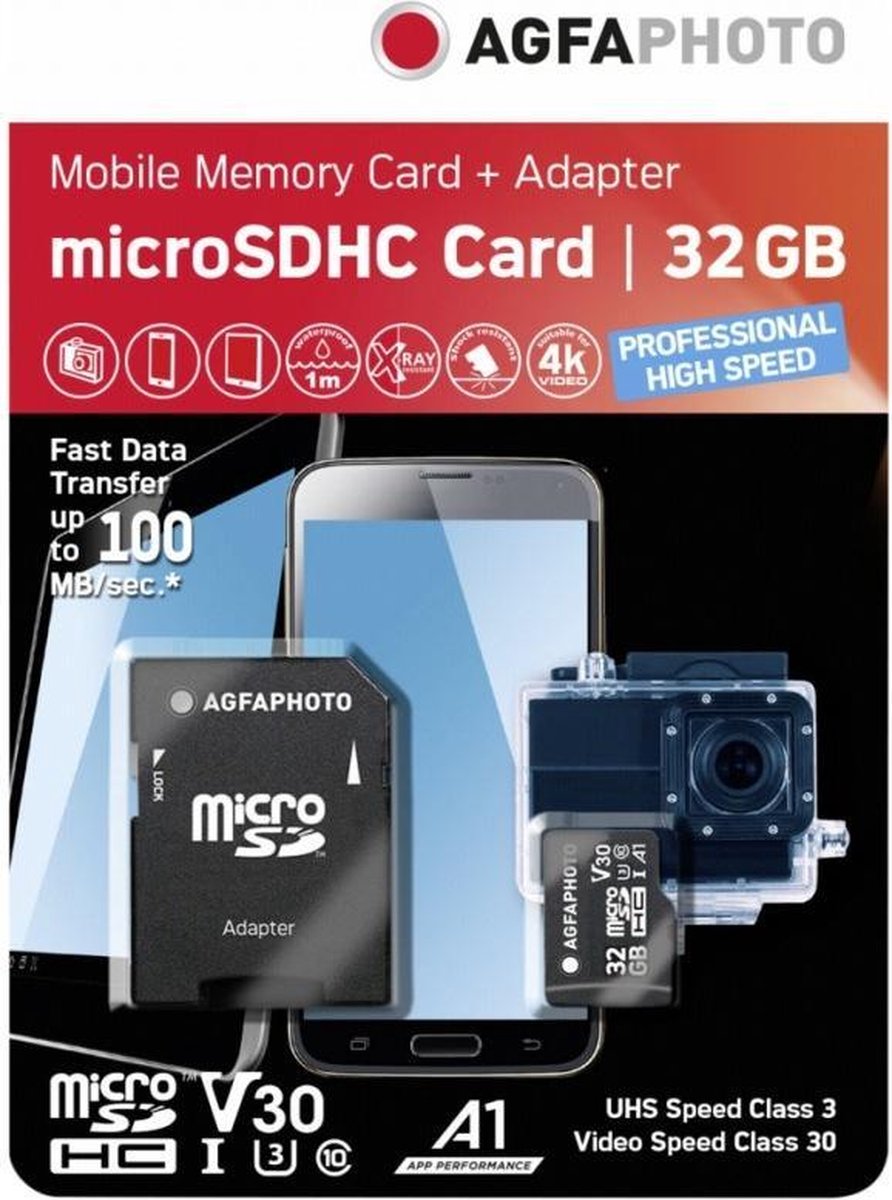 Agfa Photo MicroSDHC UHS I   32GB Prof. High Speed U3 V30 A1