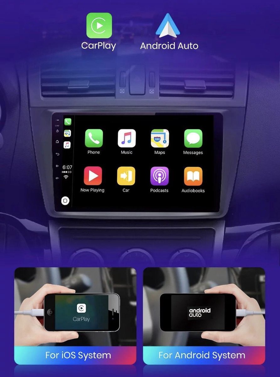 CarPlay Mazda 6 2007-2012 Android 10 navigatie en multimediasysteem autoradio bluetooth USB WiFi 2+32GB