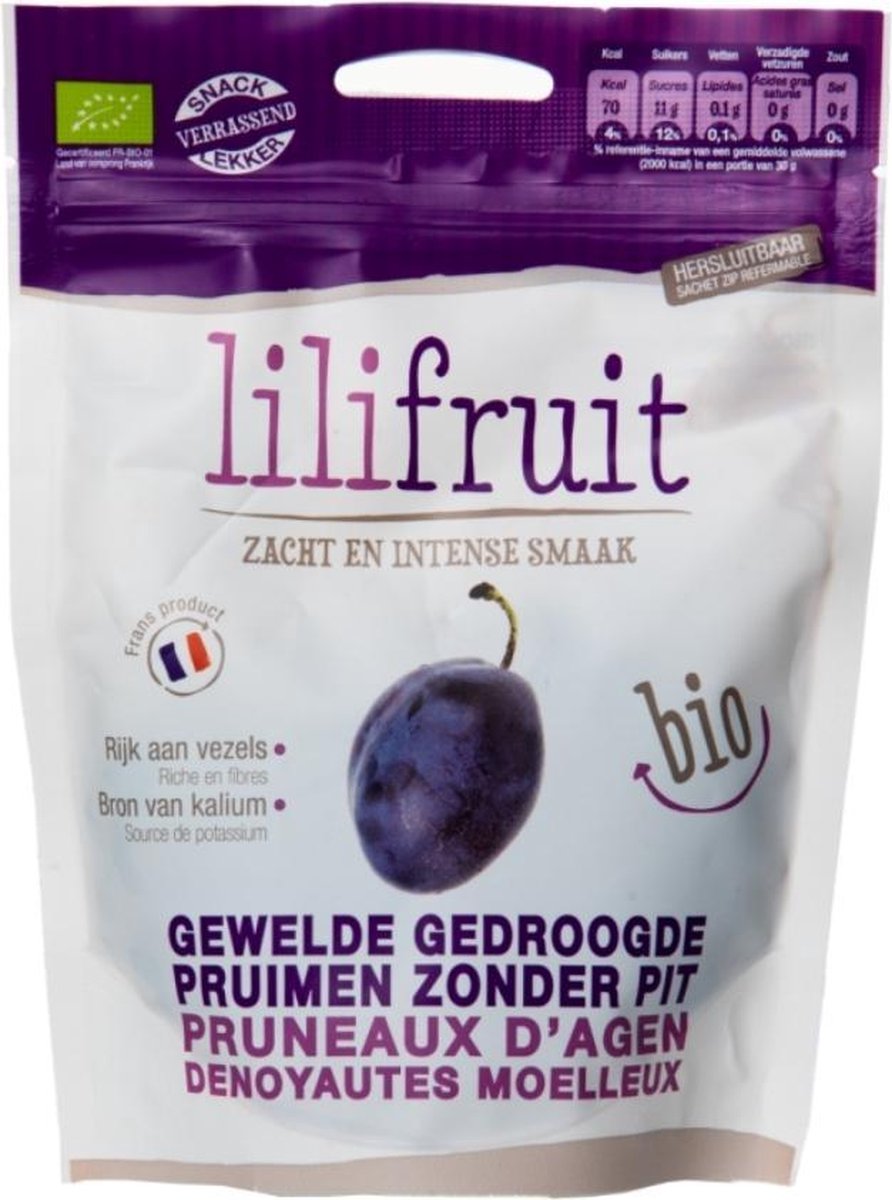 Gewelde pruimen Lilifruit - Zak 150 gram - Biologisch