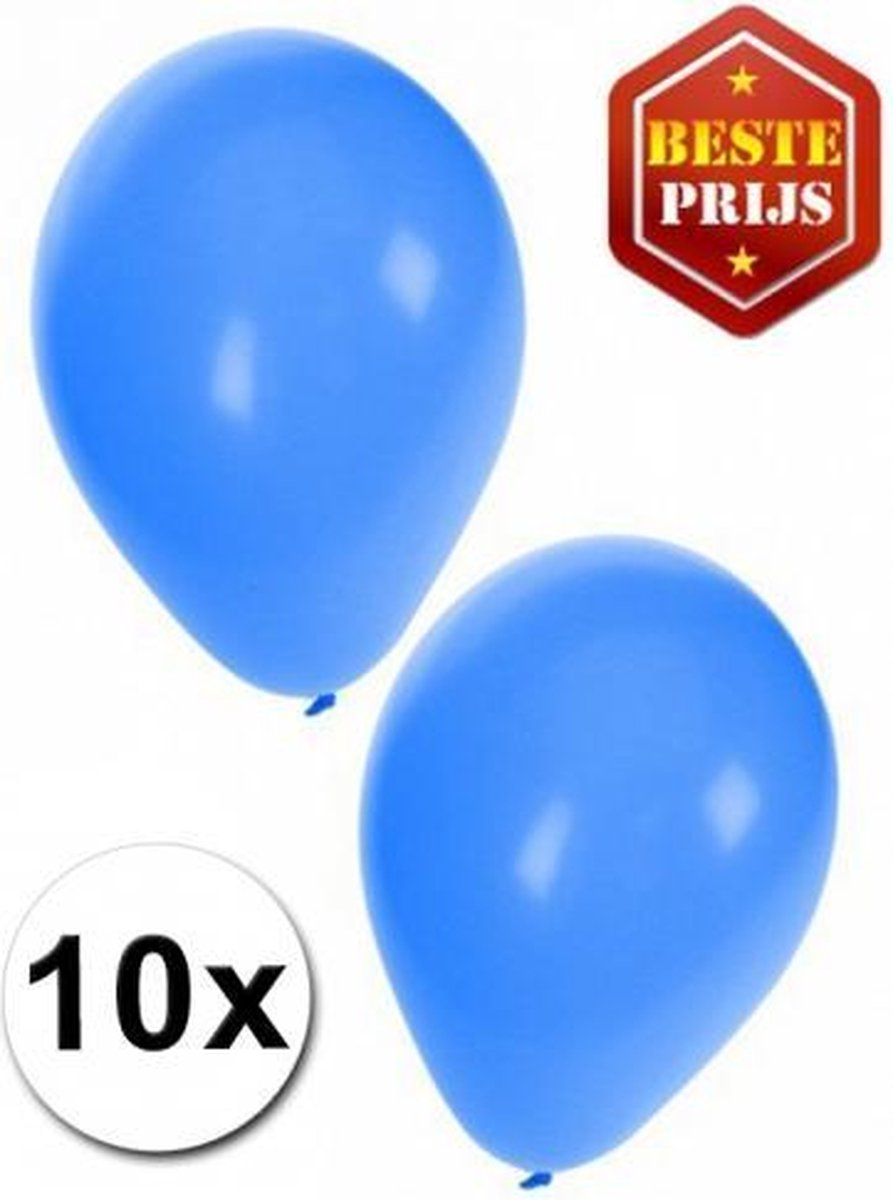 10x stuks Blauwe party/feest/verjaardag ballonnen 27 cm - Feestartikelen en versiering