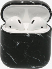 AirPods Marmer Case Cover - Beschermhoes - Zwart - Marmer AirPods Hoesje - Geschikt voor Apple AirPods 1 en 2