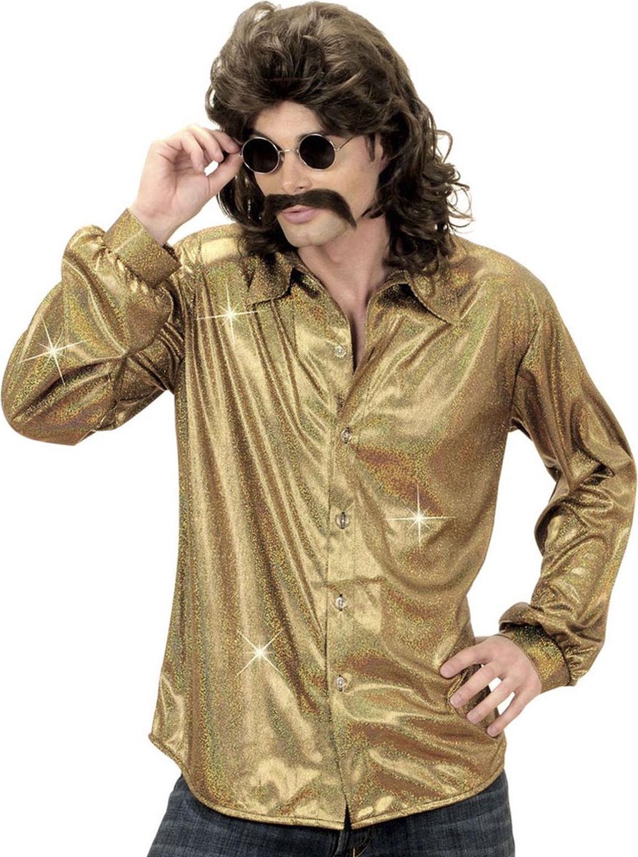 Goudkleurige disco blouse voor mannen - Verkleedkleding - Maat XL