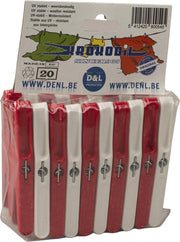 Krokodil Wasklemmen/Wasknijpers - 20 Stuks - Rood/Wit