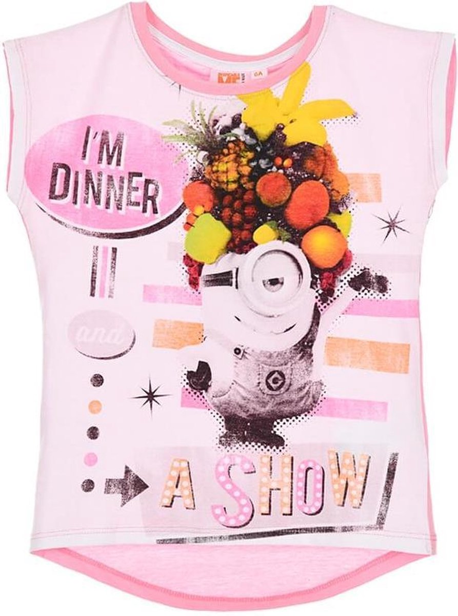 T-shirt Minions roze maat 116