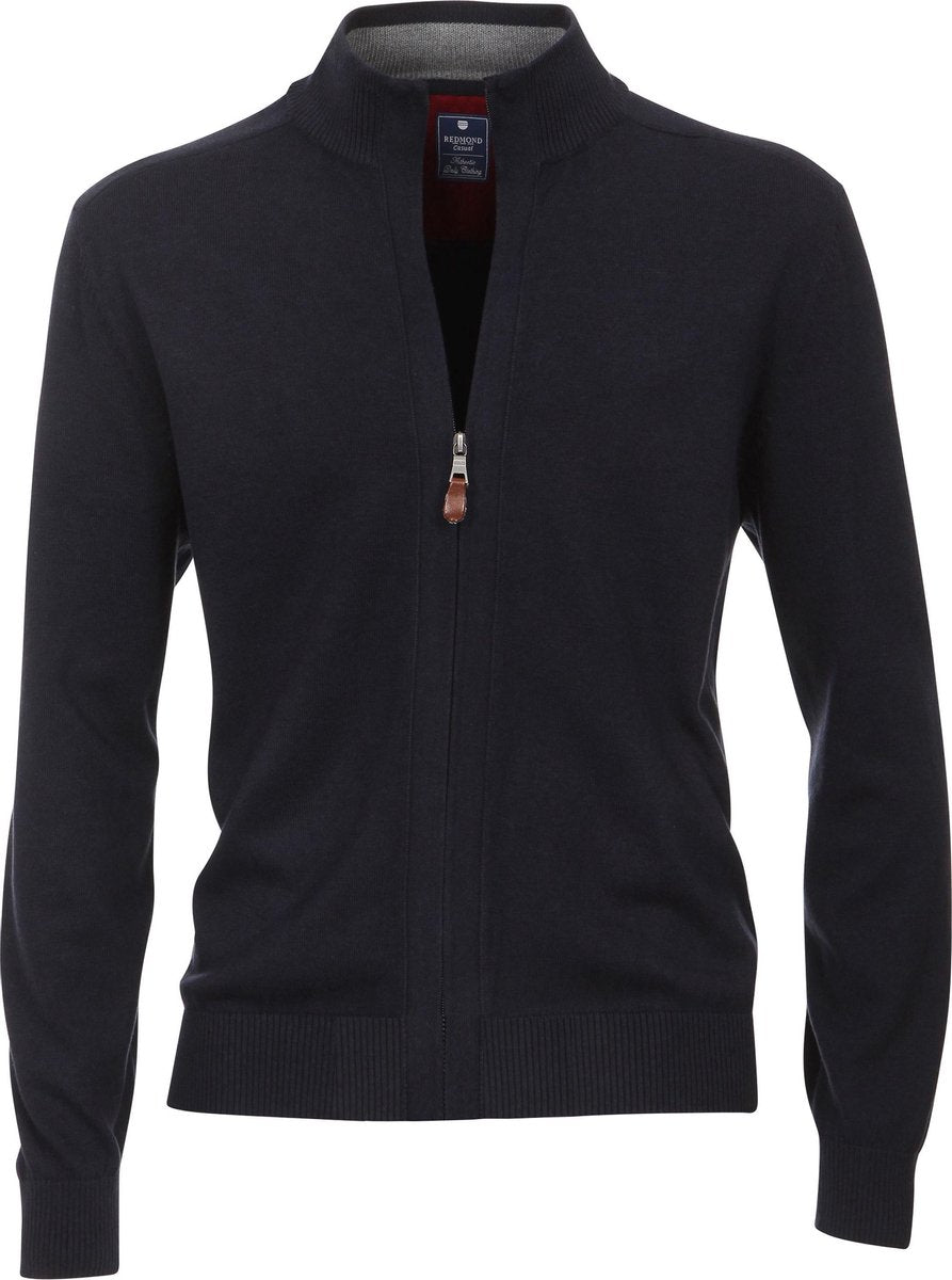 Redmond heren vest katoen - met rits - marine blauw -  Maat: 3XL