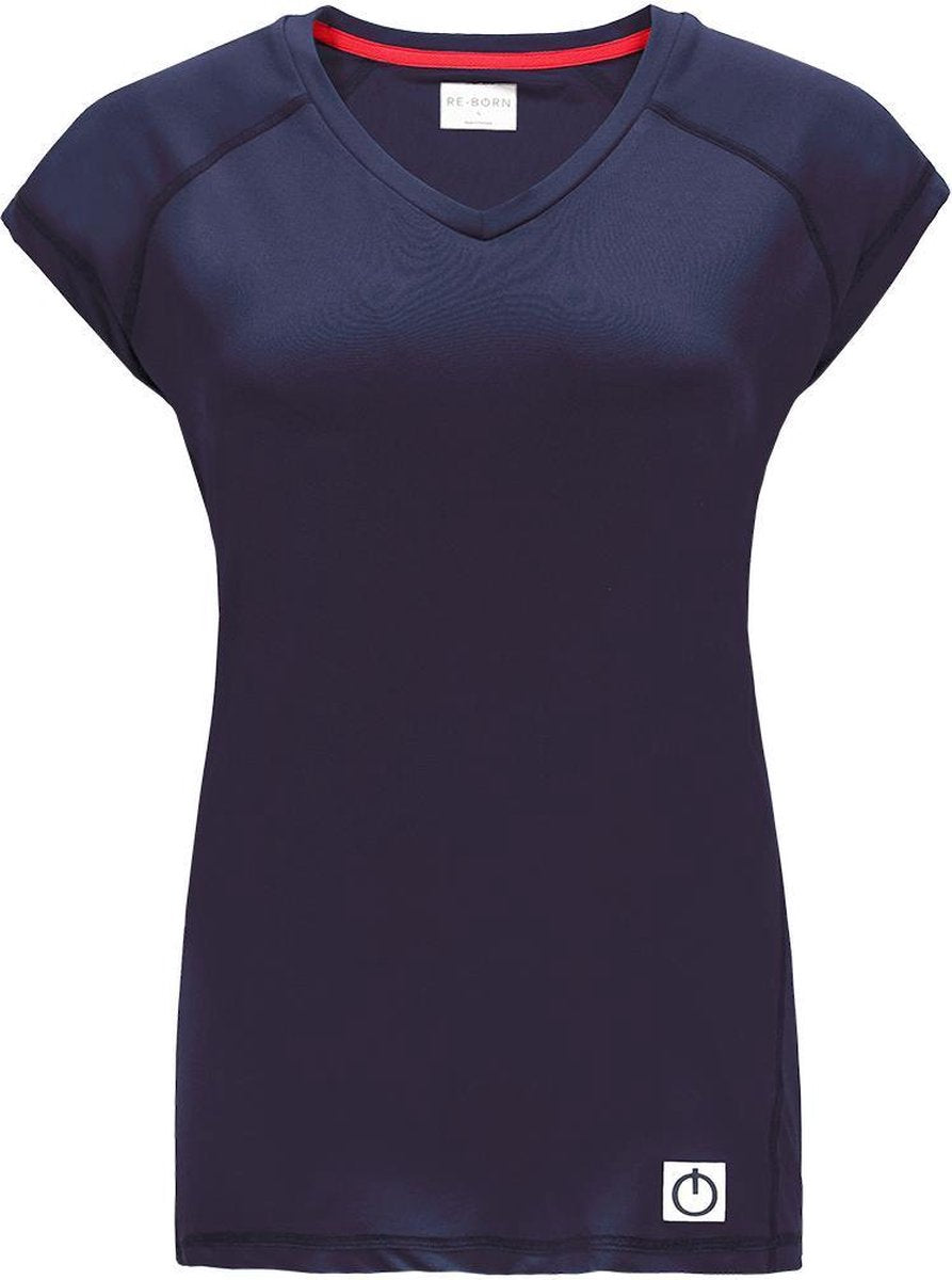 Re-Born V Nek T-shirt Kap Mouw Dames - Navy - Maat M