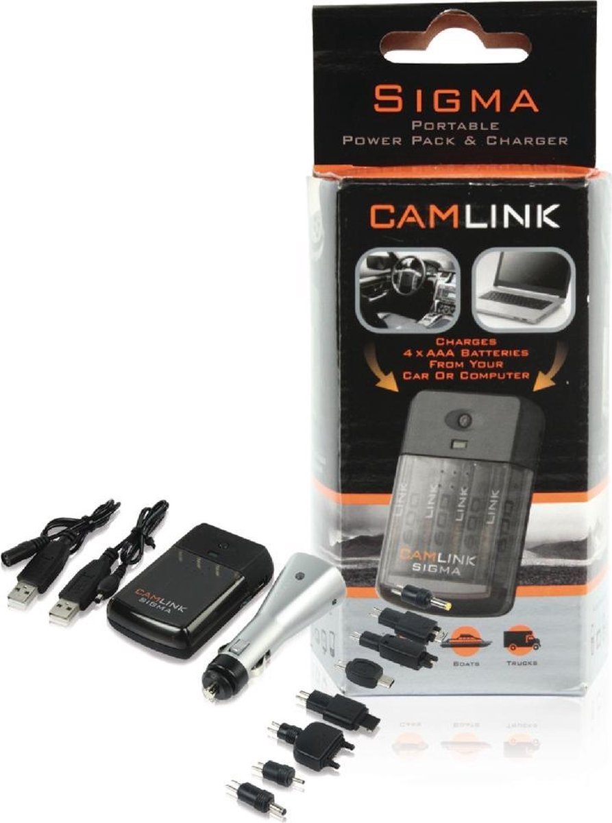 Camlink Sigma Draagbare Power Pack / Oplader Auto + Computer Charger Kit