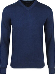 Ferlucci – Exclusieve Heren Trui met klassieke V-Hals – Blauw