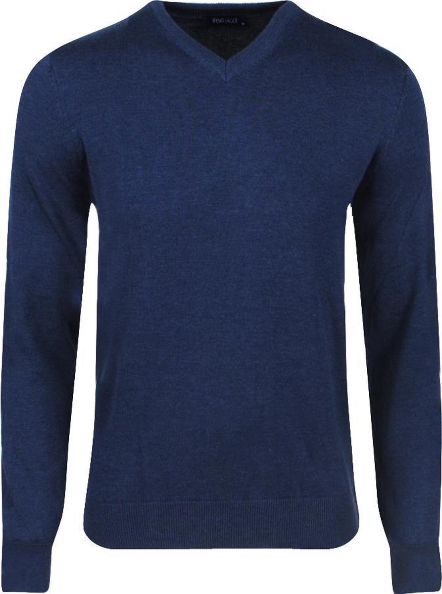 Ferlucci – Exclusieve Heren Trui met klassieke V-Hals – Blauw