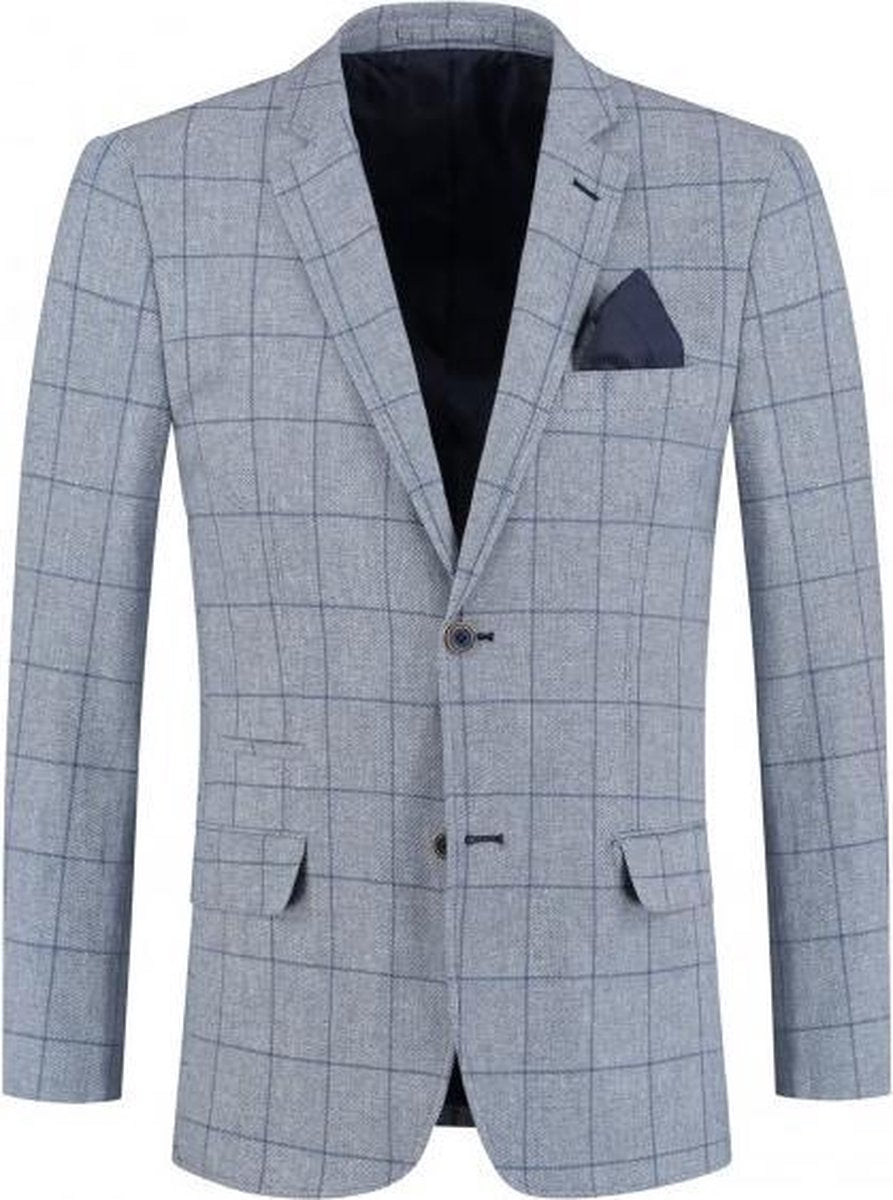 GENTS | Colbert Heren ruit lichtblauw 0134 Maat 52