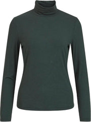 Visolitta Rib Rollneck L/s Top/su - 14056526 Darkest Spruce