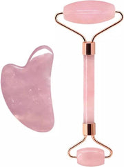 Jade Roller + Gua Sha Schraper- 100% Natuurlijke Jade steen- Face roller- Rose Quartz Roller -Gezichtsroller - gezichtsmassage roller