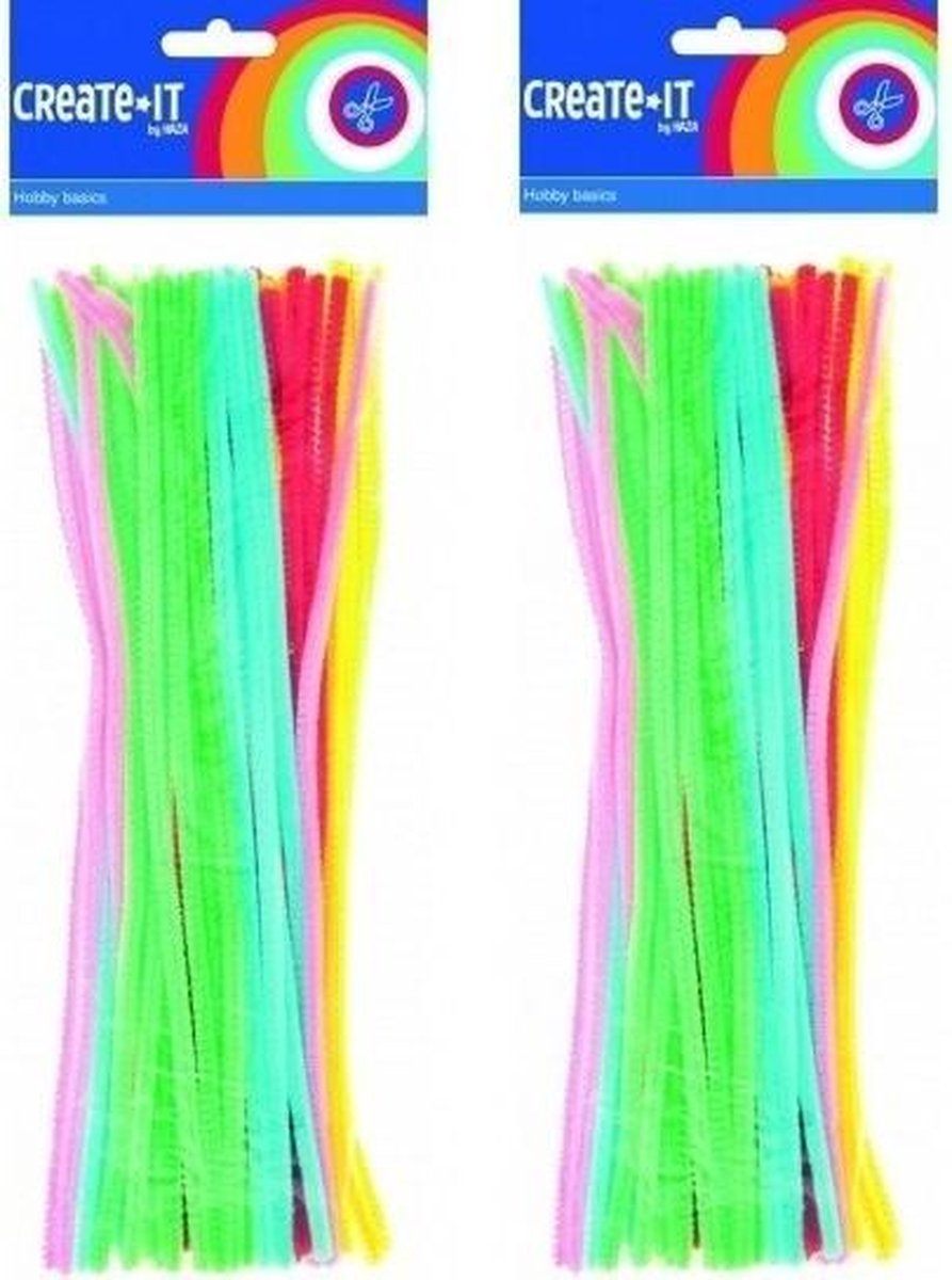 100x Chenilledraad fluorescerend 30 cm - Creatief hobby/knutselmateriaal