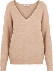 Pieces Dames 17106397
 BABETT LS V-NECK KNIT NOOS Trui Natural - Maat S
