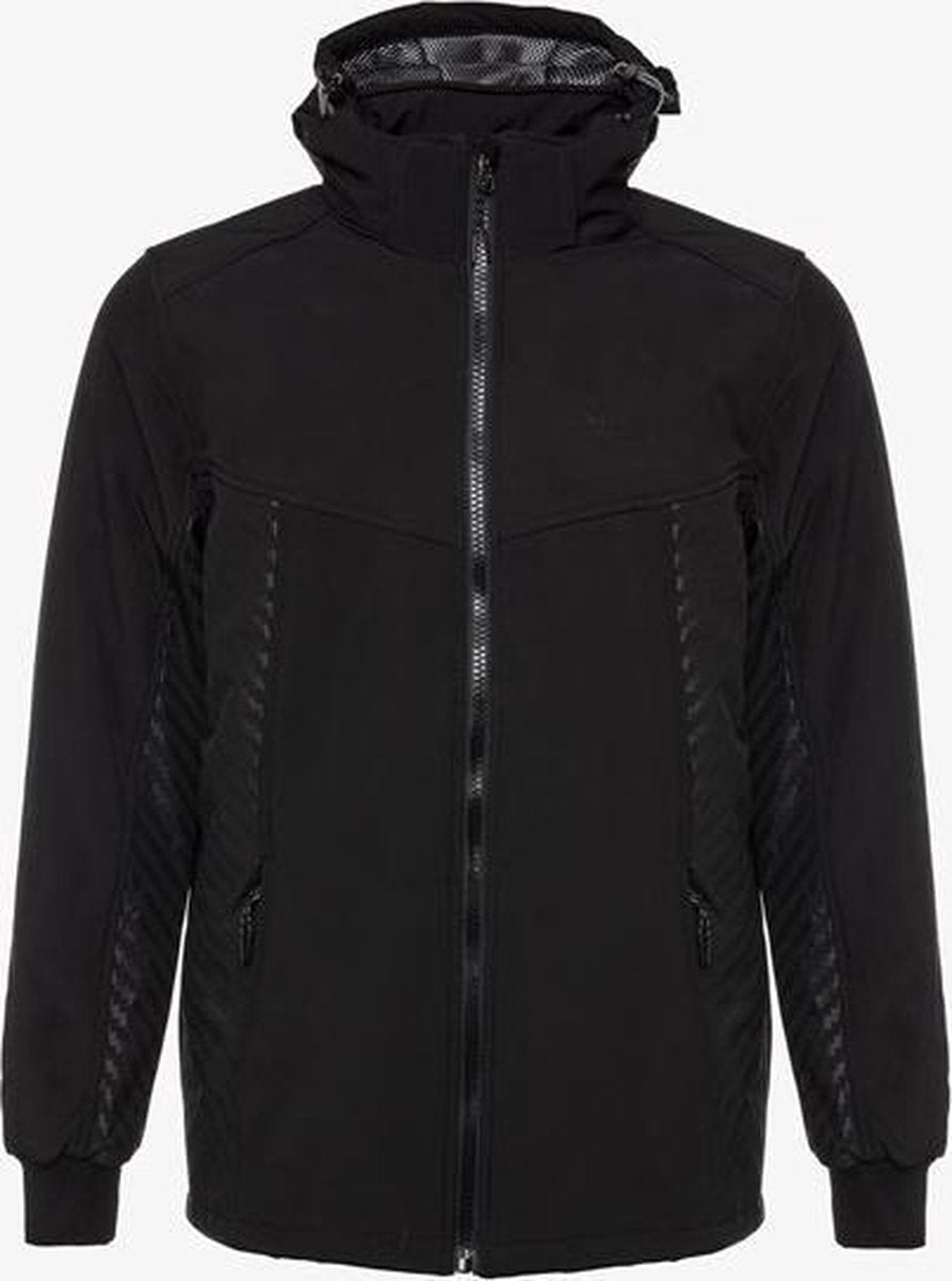 Kjelvik Doerak heren outdoor softshell jas - Zwart - Maat S - Winddicht - Ademend materiaal