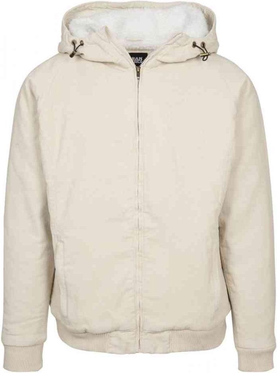 Urban Classics Vest met capuchon -2XL- Corduroy Creme/Wit