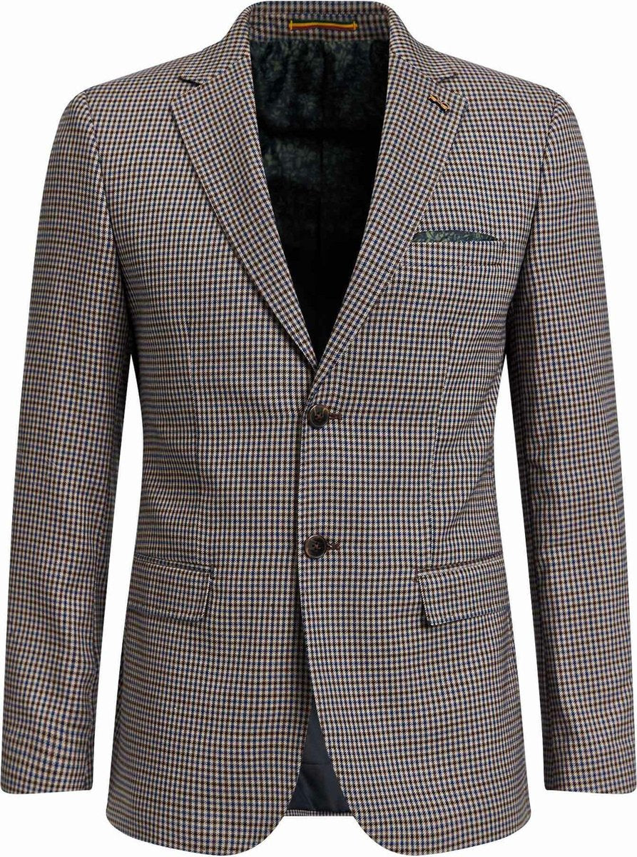 WE Fashion Heren slim fit geruite blazer