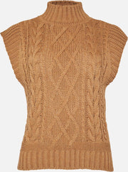 Kabelgebreid tanktop trui - Bruin