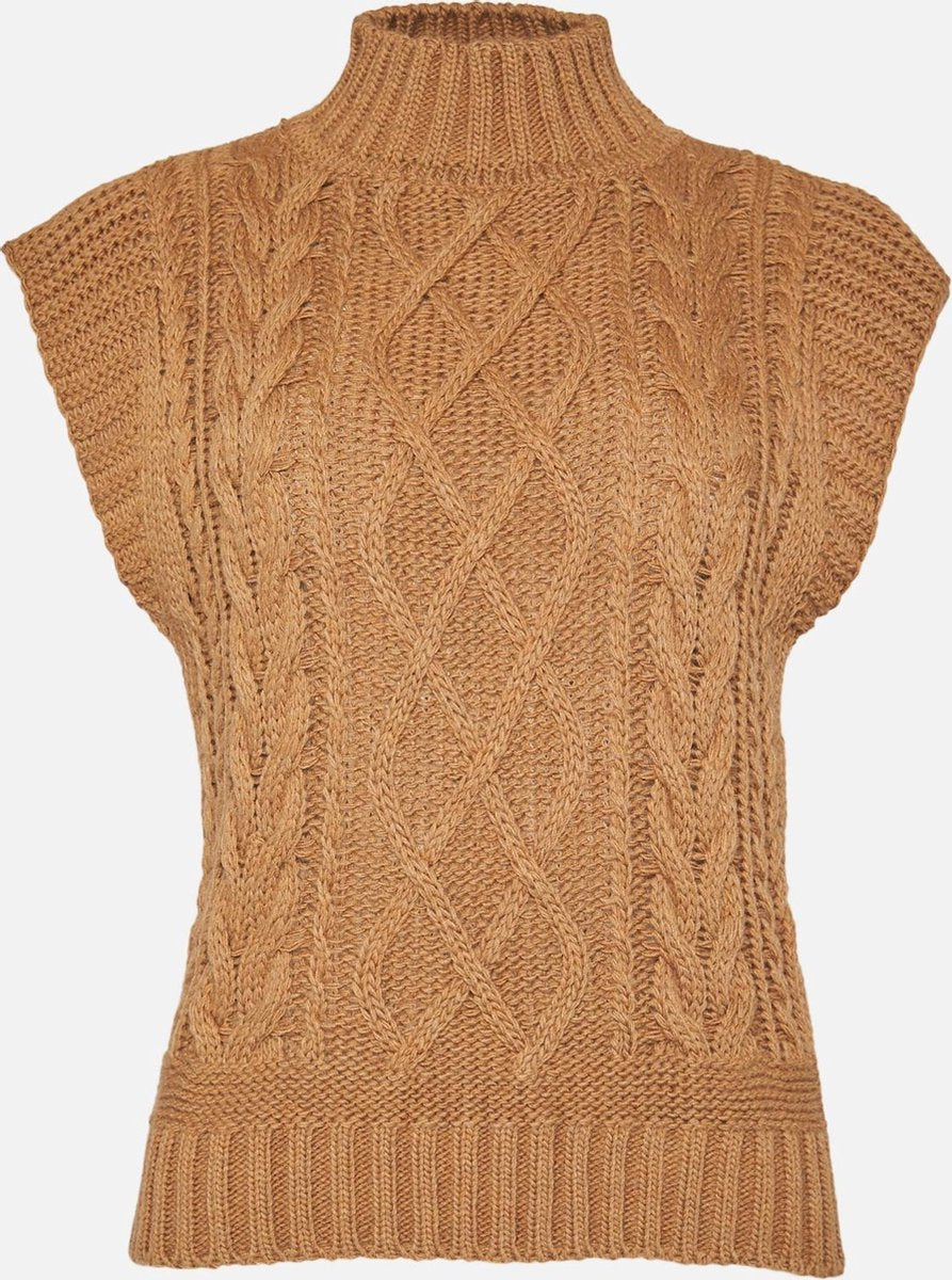 Kabelgebreid tanktop trui - Bruin