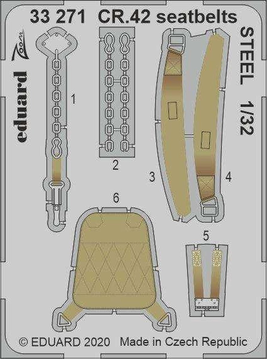 1:32 Eduard 33271 Seatbelts Steel for CR.42 - ICM Photo-etch