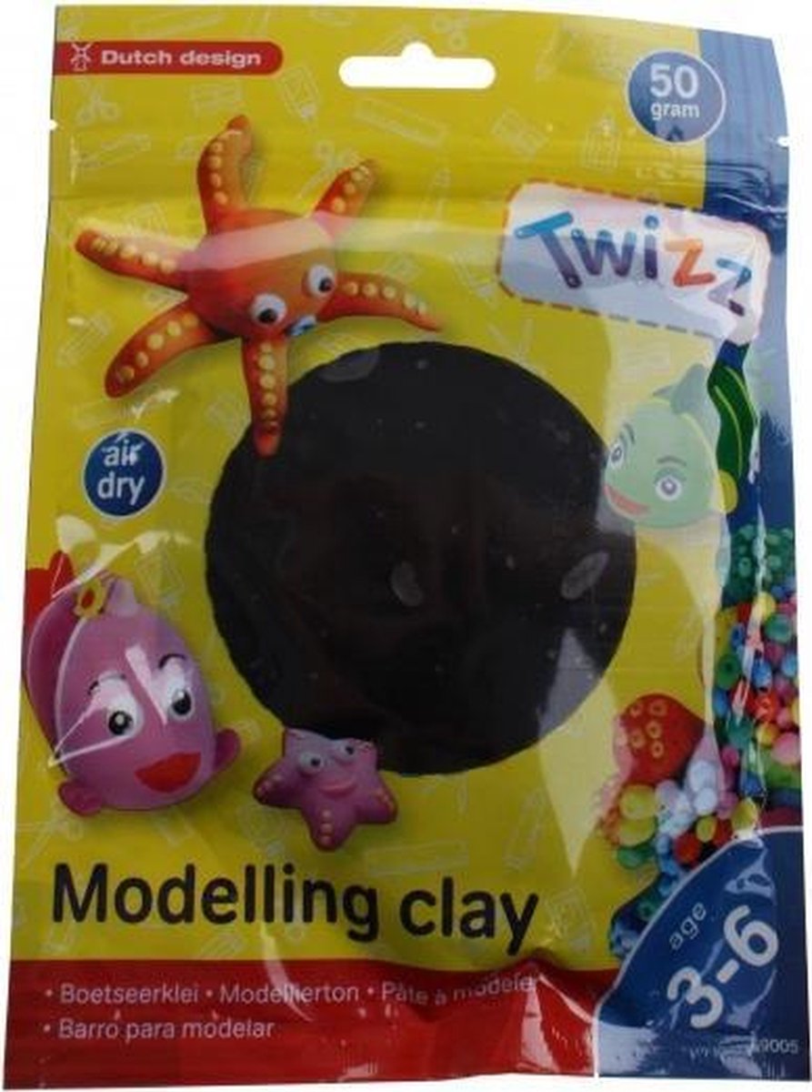 Twizz Boetseerklei 50 Gram Junior 13 X 14 Cm Zwart