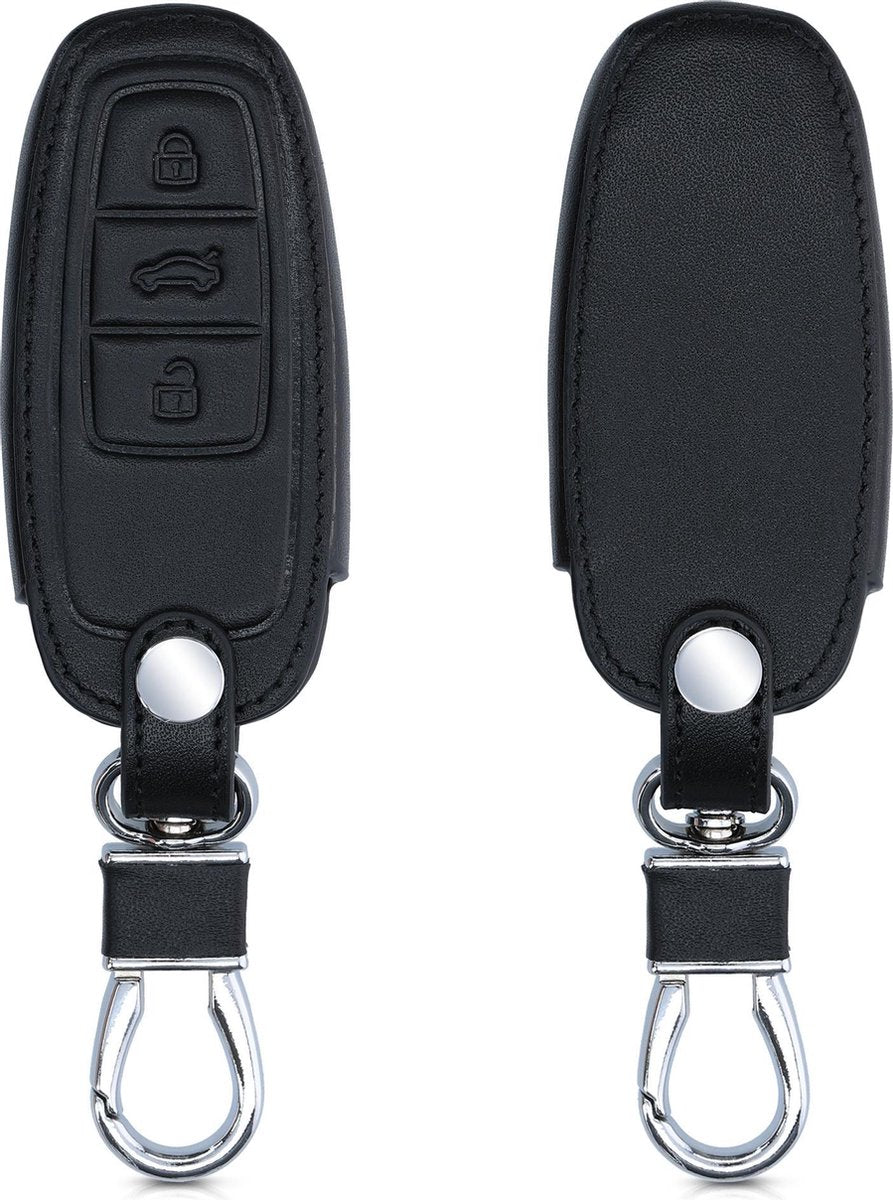 kwmobile autosleutelhoes voor Audi A6 A7 A8 Q7 Q8 3-knops autosleutel Keyless - Beschermhoes van imitatieleer in zwart