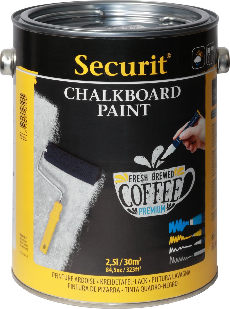 Securit PNT-BL-LA acrielverf Zwart Pot 2500 ml Koker