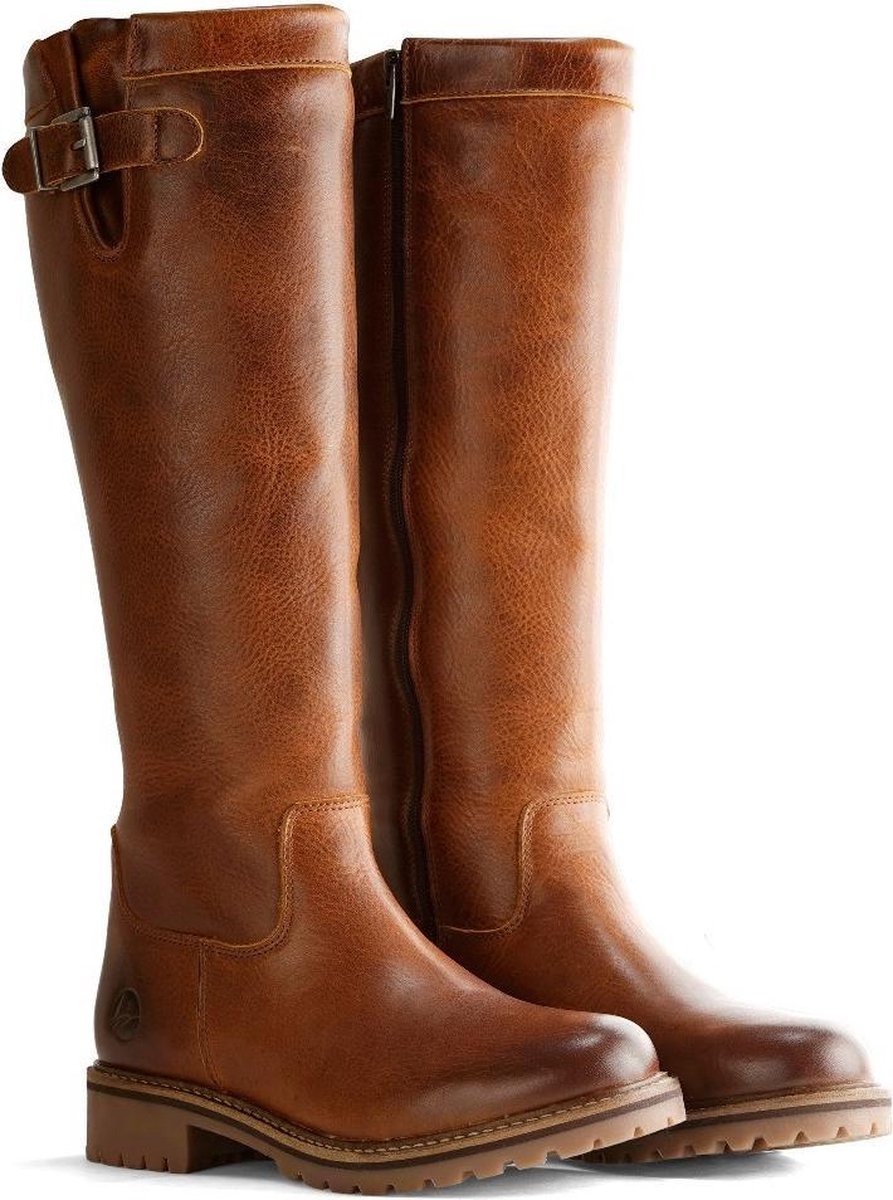 Travelin Daneborg - Leren dameslaars - Wol gevoerd - Cognac Bruin Leer - Maat 40