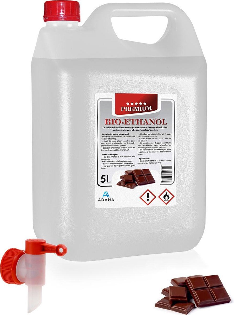 Adana-Bio- ethanol met Chocoladegeur -PREMIUM -bioethanol 96