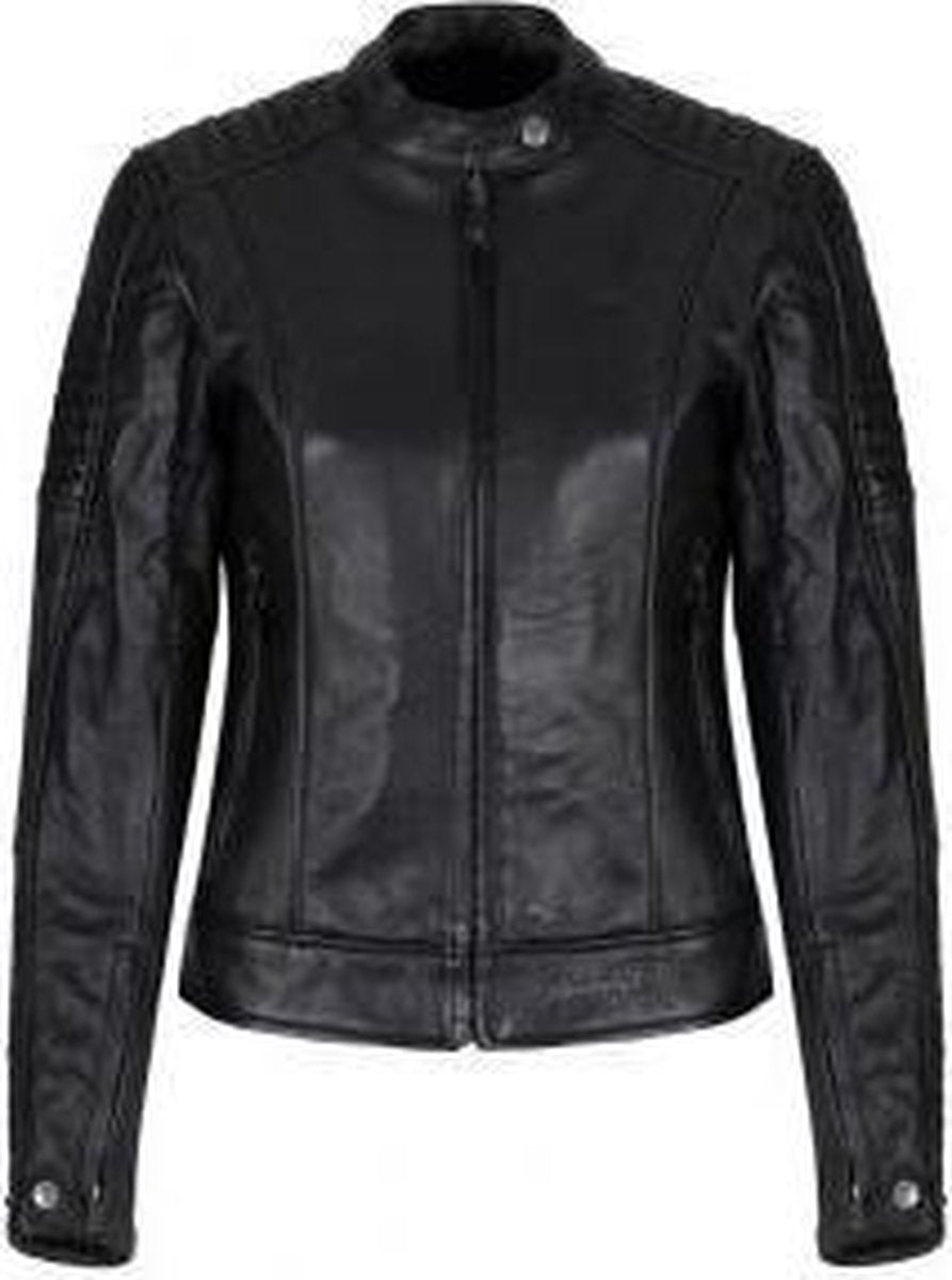 Motogirl Valerie leder dames motorjack - leren motorjas voor vrouwen - Zwart - Maat 3XL